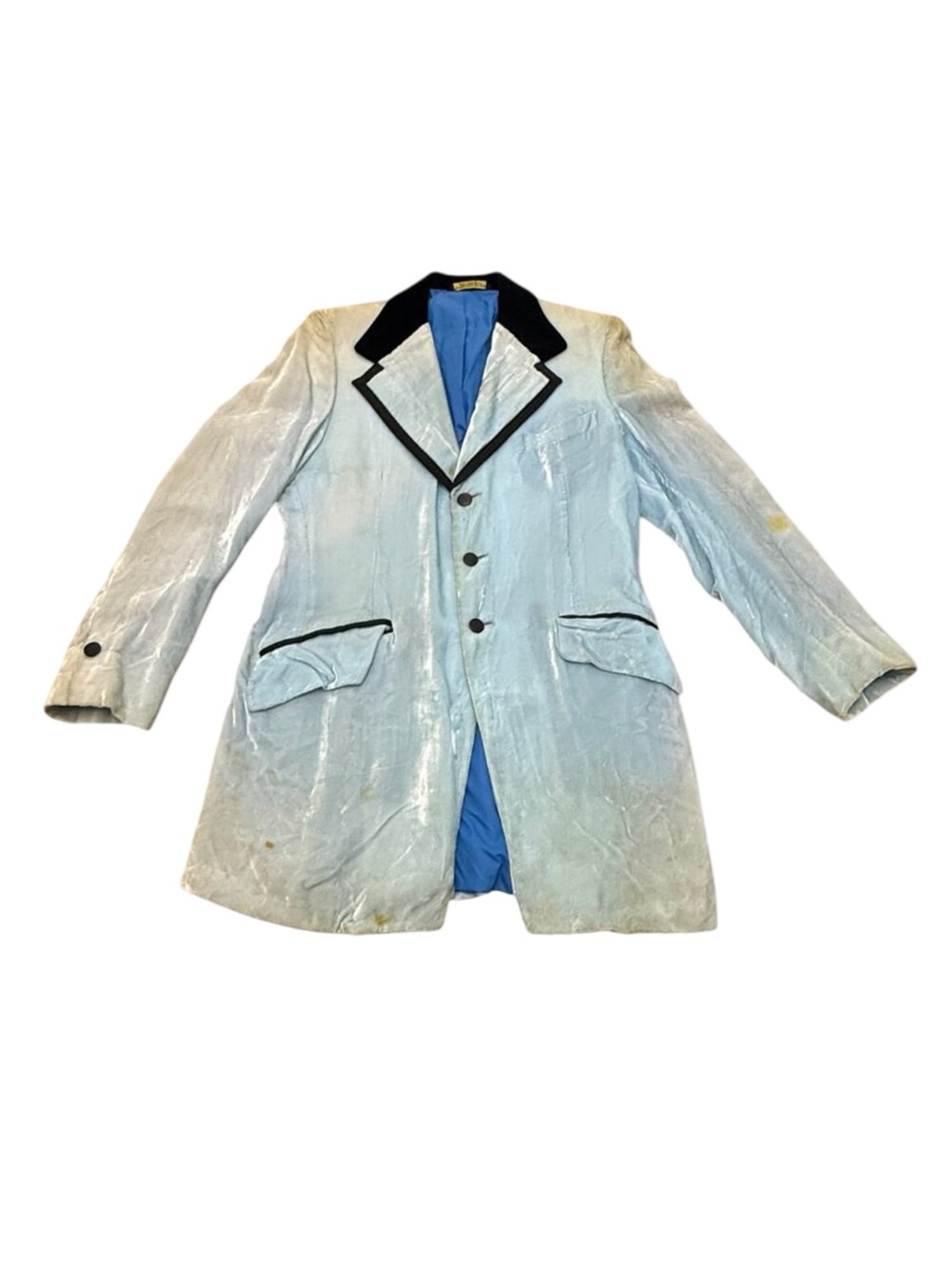 Vintage 1960s Palm Beach Formal Fashions Light Blue Velvet Tuxedo Jacket
